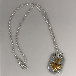 Heart Cross Pewter Pendant Necklace